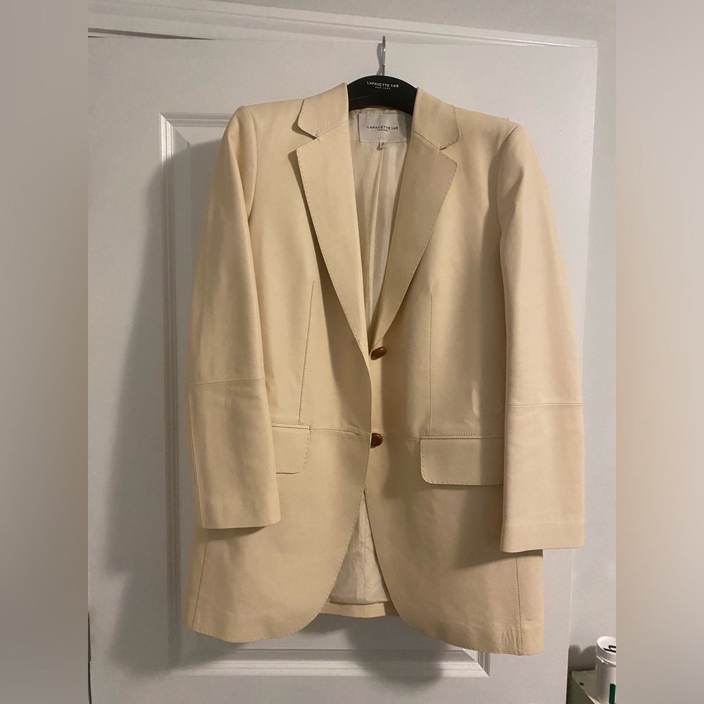 Lafayette148 leather blazer